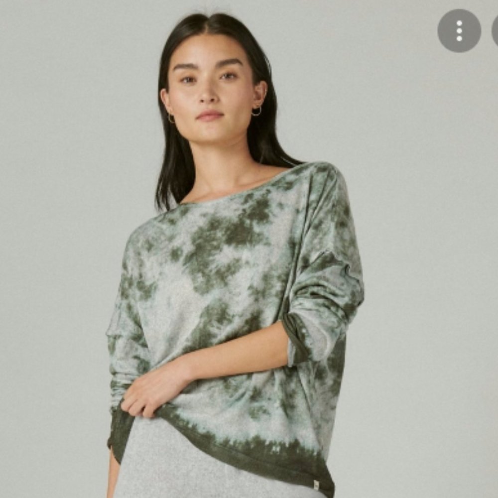 NWT Lucky Brand Green Tye-Die Top, Lg